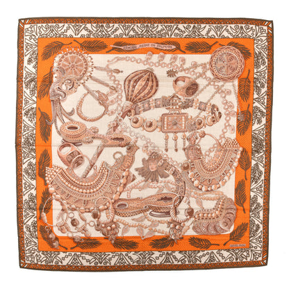 Hermes Cashmere Silk Zénobie Reine De Palmyre 140 Natural Terracotta Vert 1 of 4