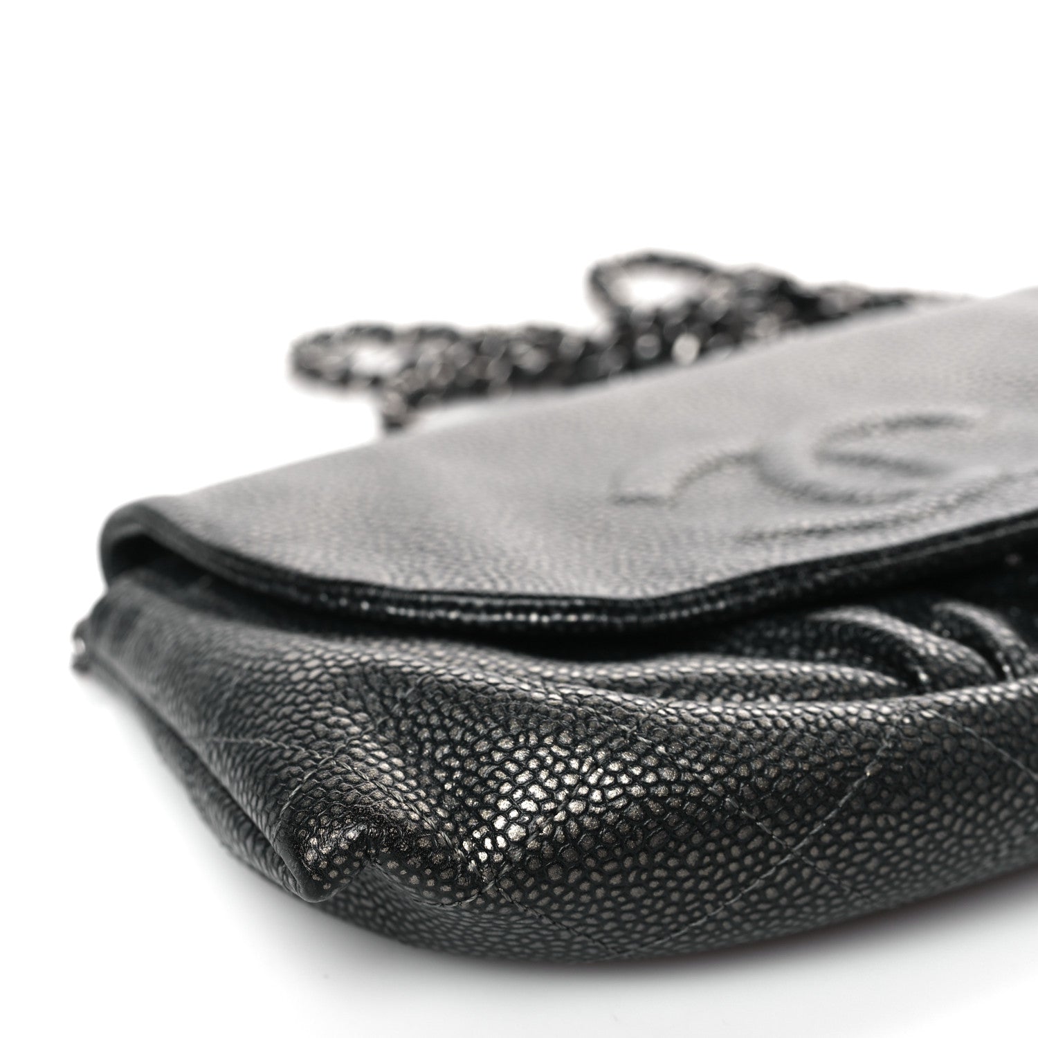 Chanel Metallic Caviar Half Moon Wallet On Chain WOC Bronze 8 of 10