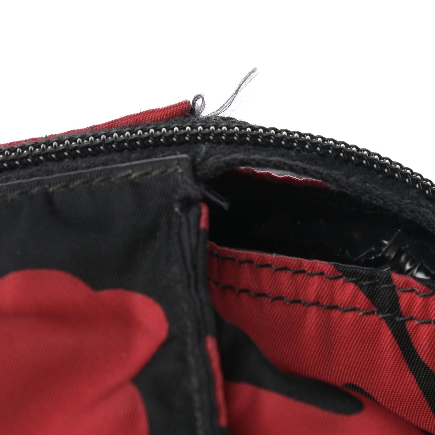 Tessuto Nylon Saffiano Hibiscus Print Tote Black Rosso