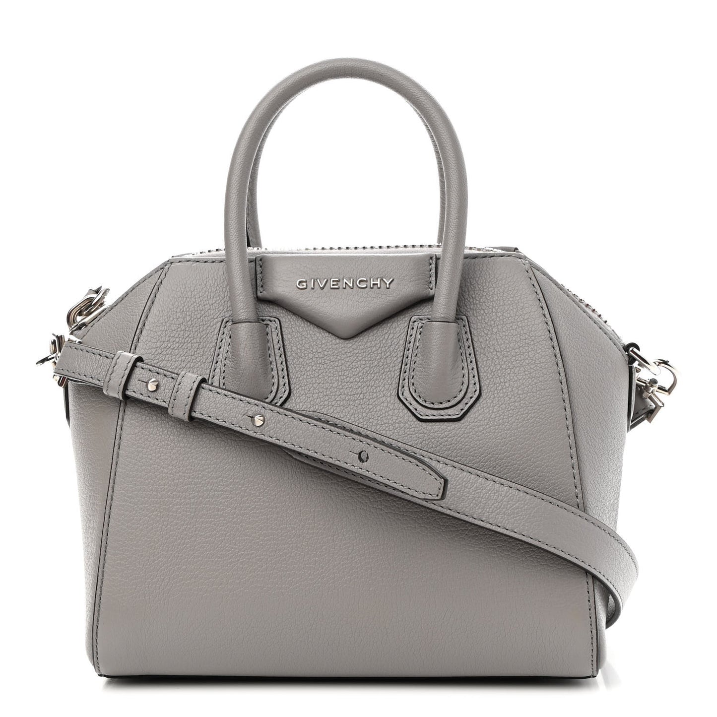 Sugar Goatskin Mini Antigona Pearl Grey