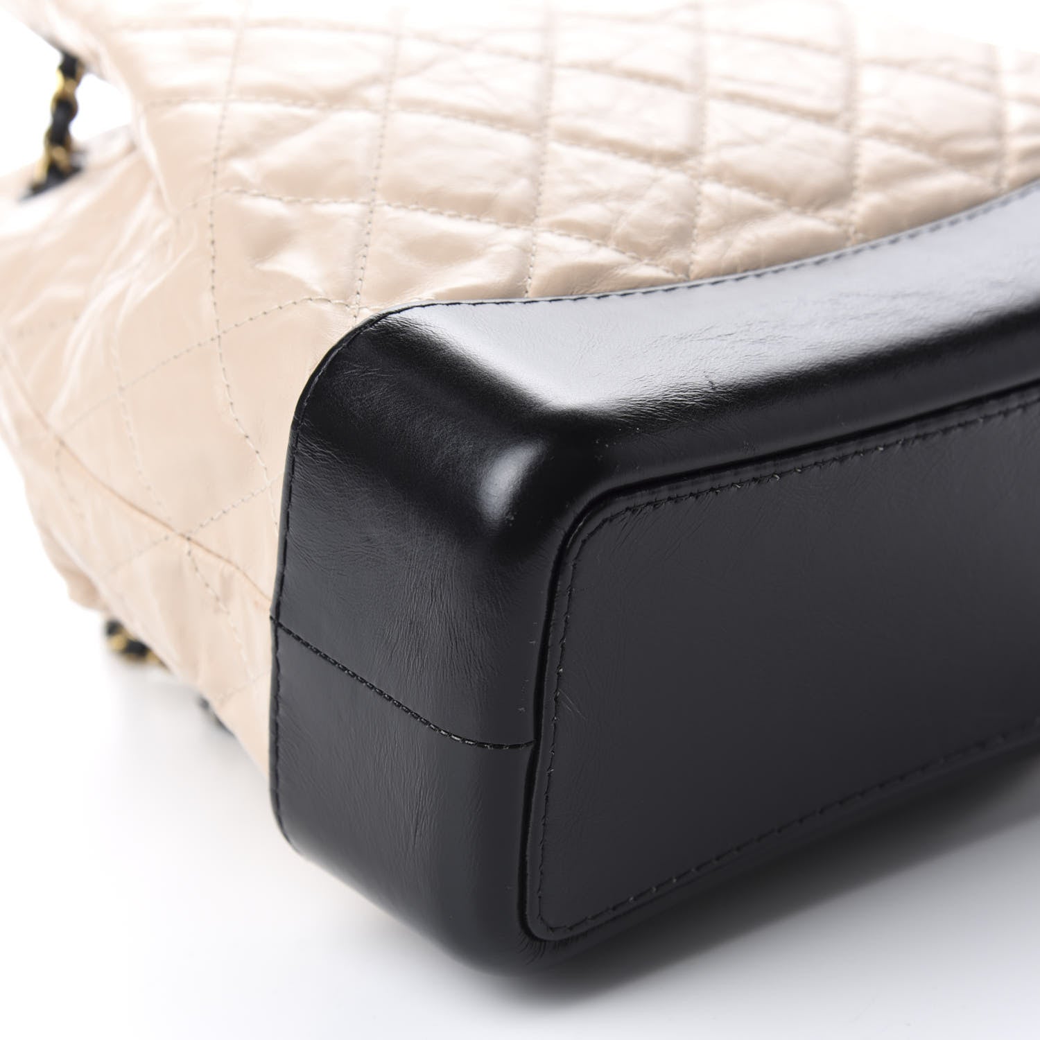 Chanel Aged Calfskin Quilted Gabrielle Backpack Beige Black 5 of 9