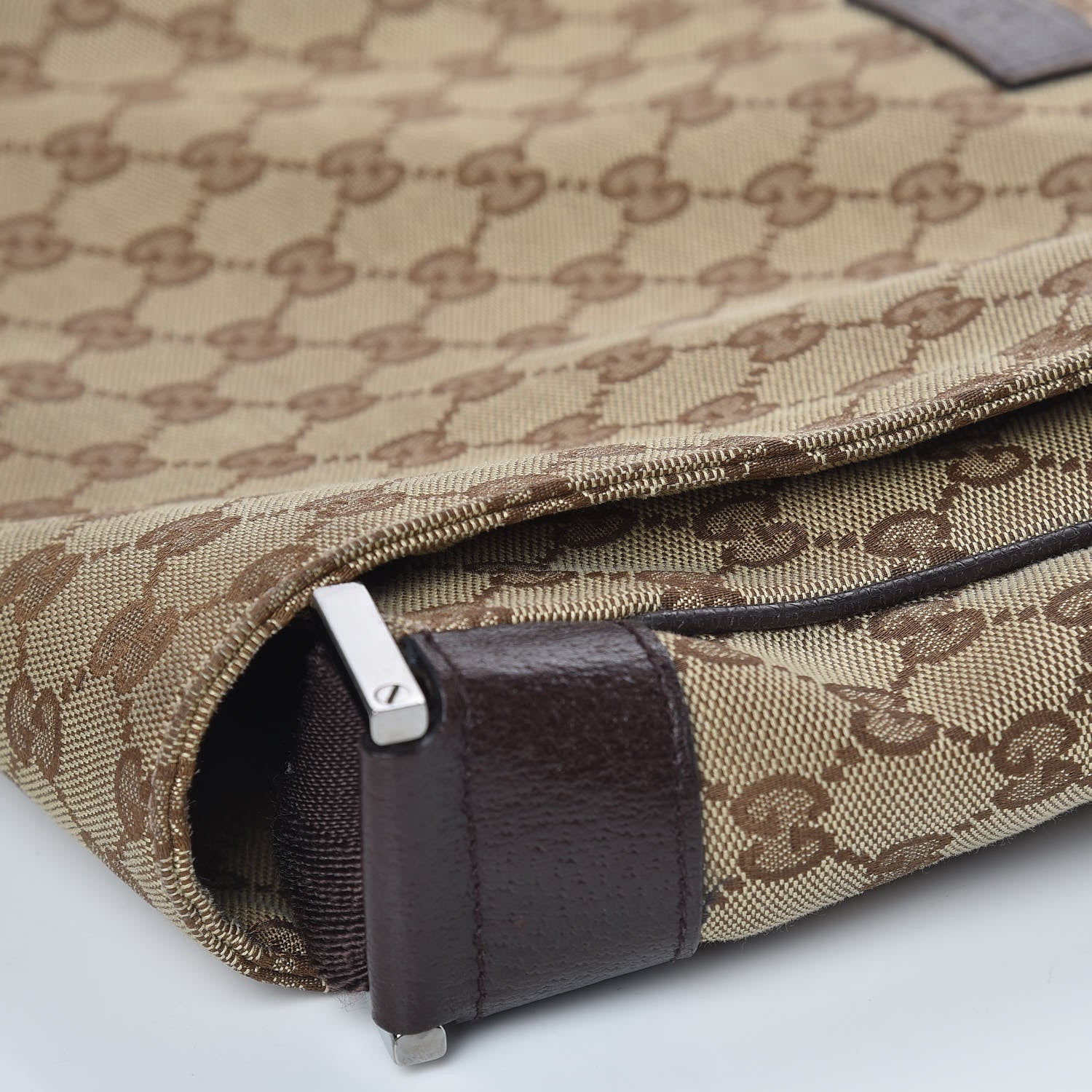 Gucci Monogram Small Flap Messenger Bag Beige Dark Brown 11 of 12