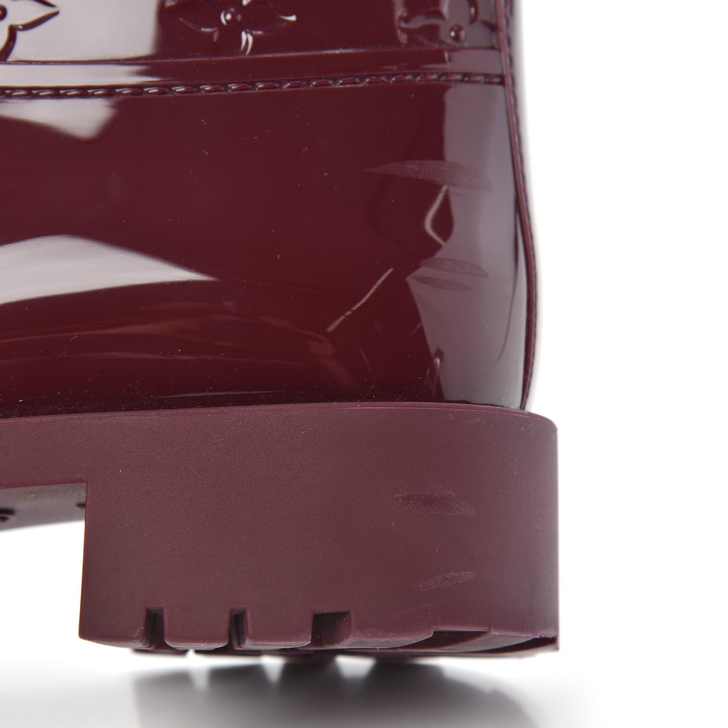 Rubber Embossed Monogram Drops Flat Half Boots 39 Burgundy