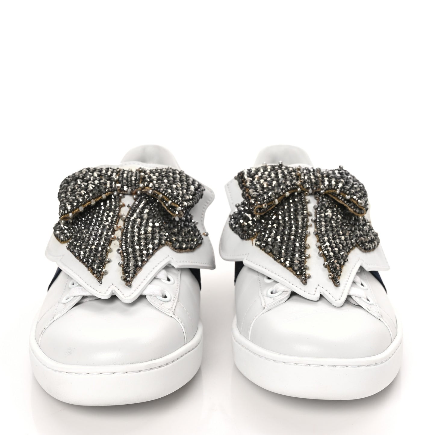 Calfskin Ayers Web Womens Ace Bow Lace Sneakers 37 White