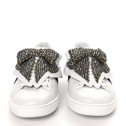 Gucci Calfskin Ayers Web Womens Ace Bow Lace Sneakers 37 White 2 of 8