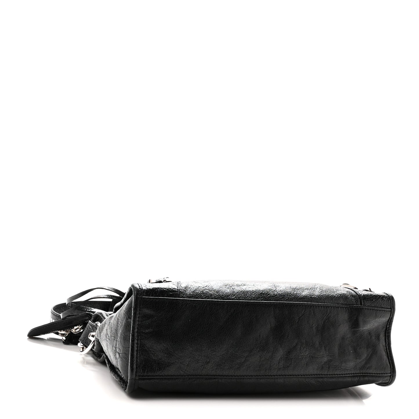 Agneau Classic Hardware S City Logo Strap Black White