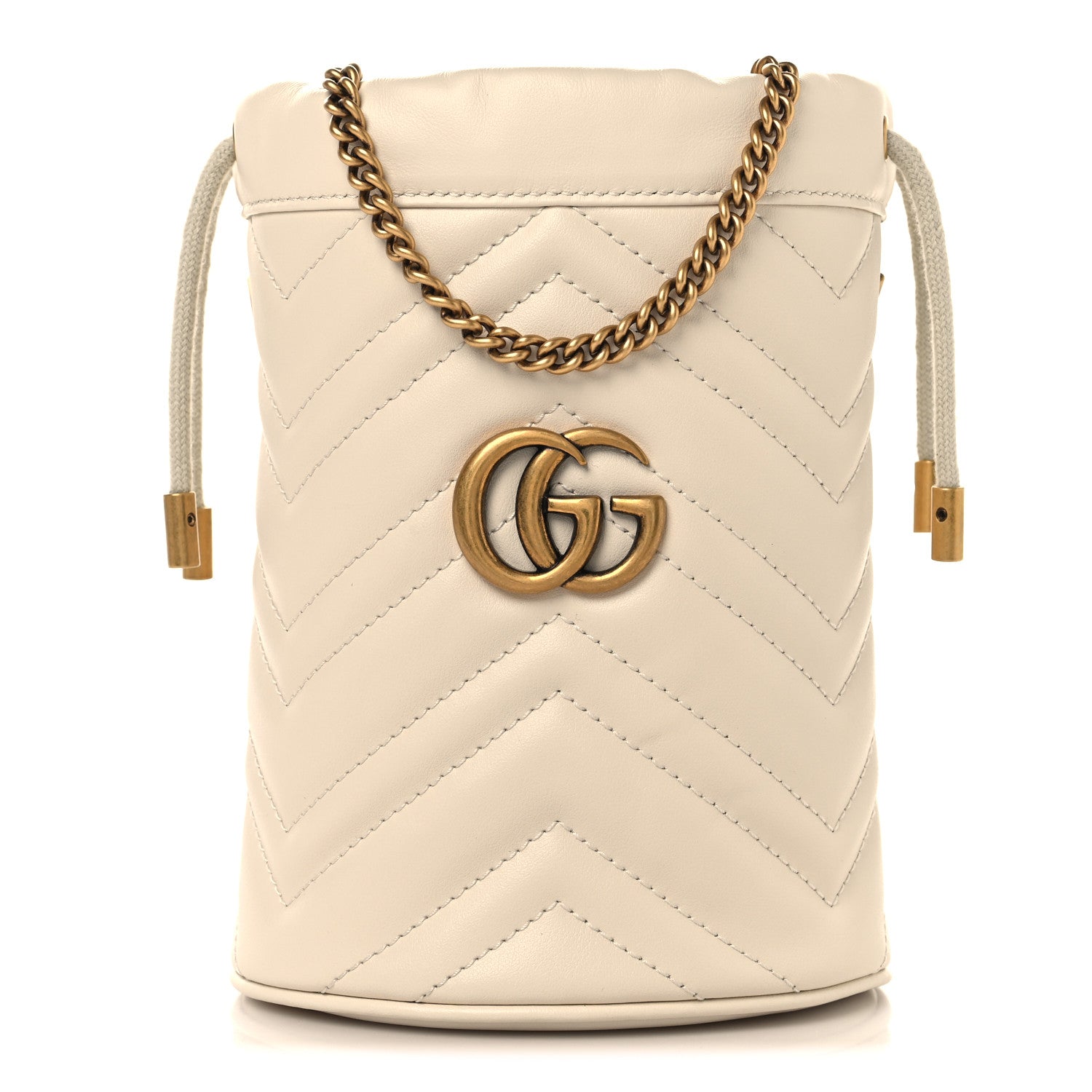 Gucci Calfskin Matelasse Mini GG Marmont 2.0 Bucket Bag White 1 of 11