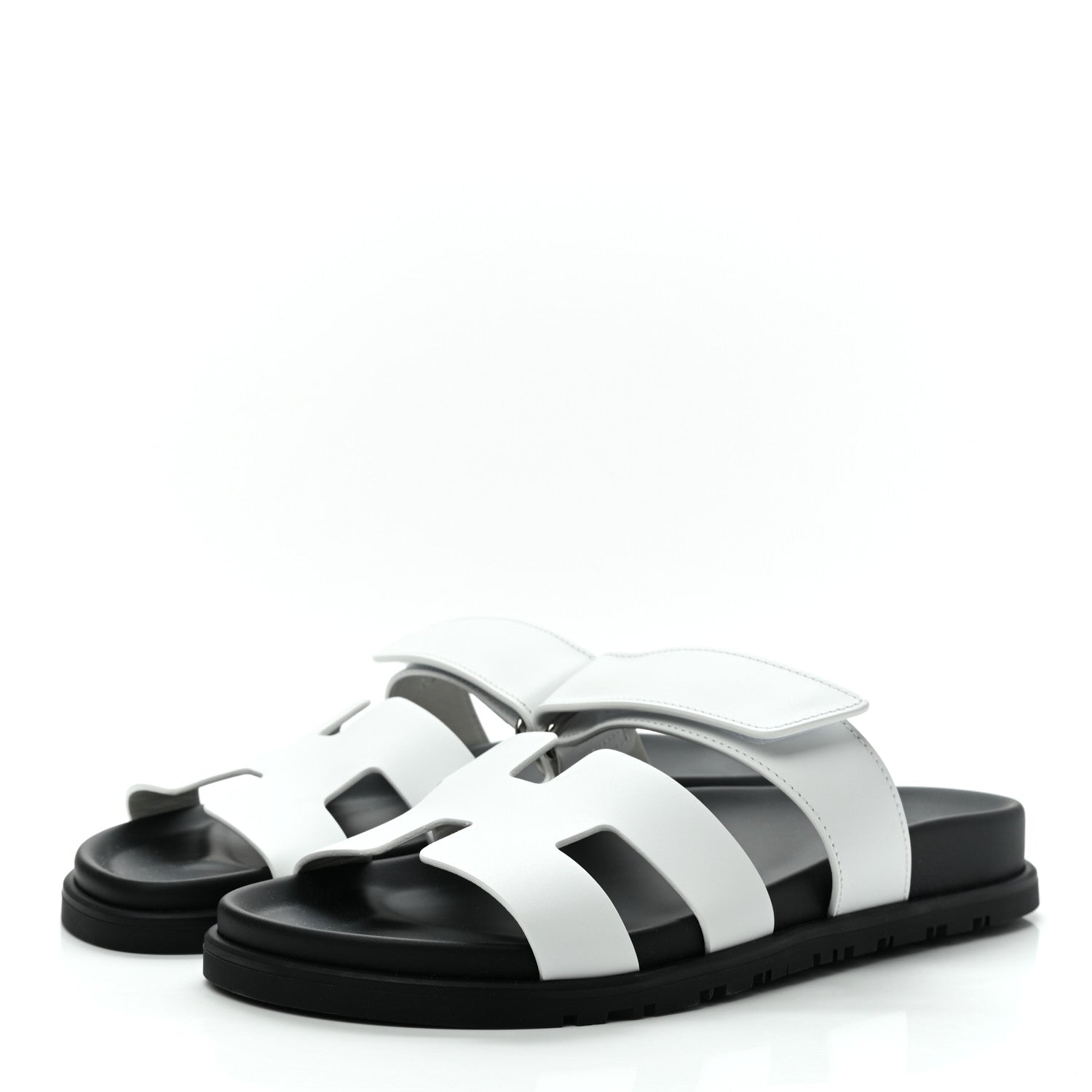 Hermes Calfskin Womens Chypre Sandals 37 White 3 of 9