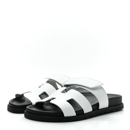 Hermes Calfskin Womens Chypre Sandals 37 White 3 of 9
