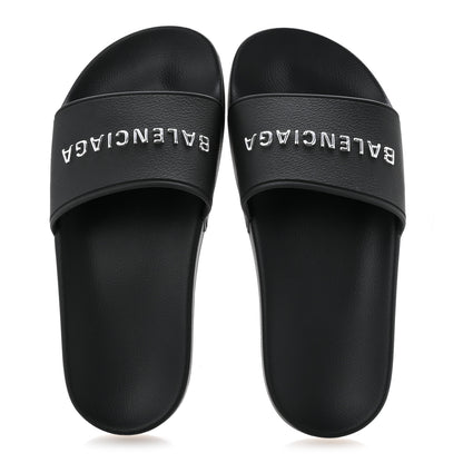 Balenciaga Rubber Womens Logo Pool Slide Sandals 35 Black 2 of 9