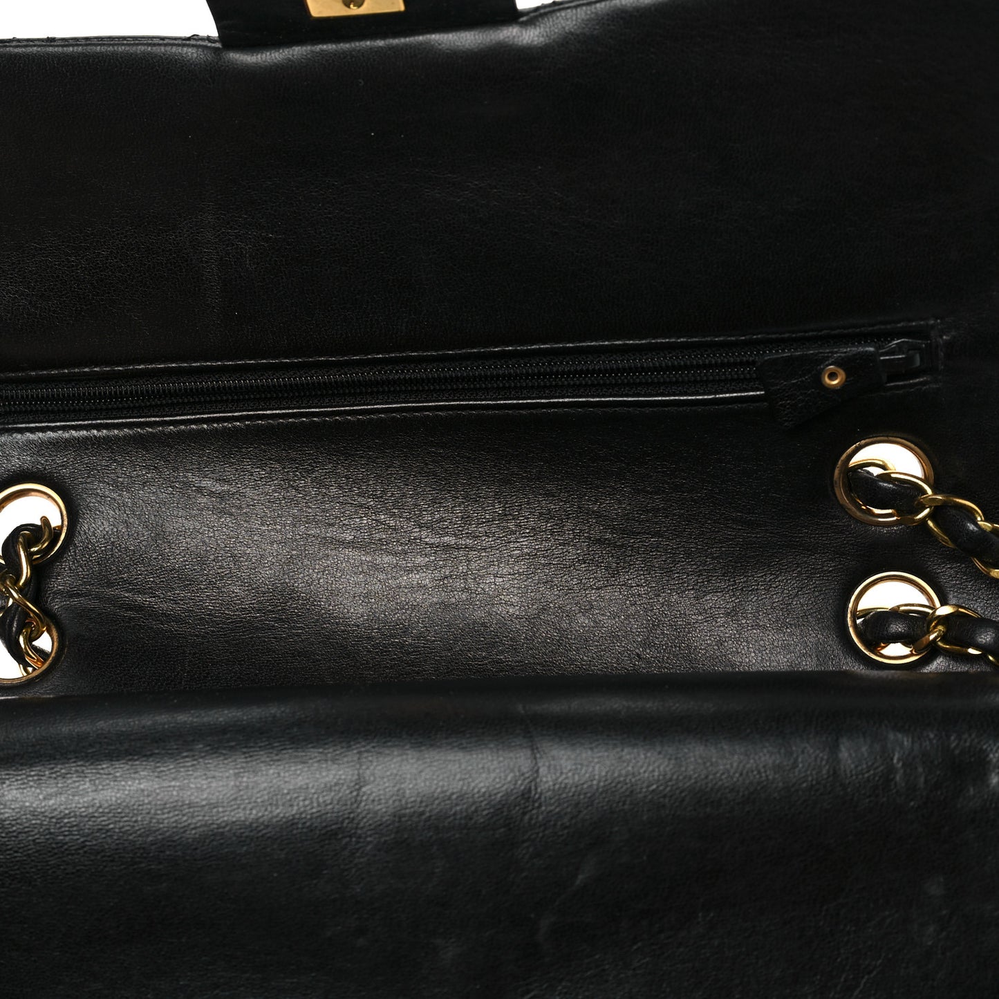 Lambskin Quilted Medium Double Flap Black