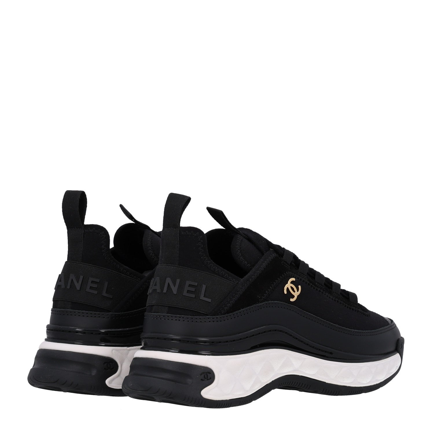Chanel Velvet Calfskin Mixed Fibers CC Sneakers 36.5 Black 5 of 11