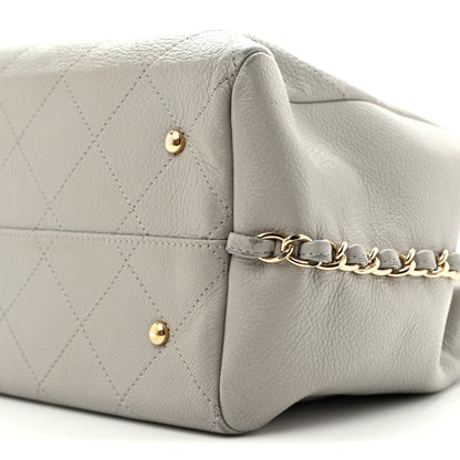 Chanel Bullskin Stitched Large Shopping Bag Grey 10 of 14