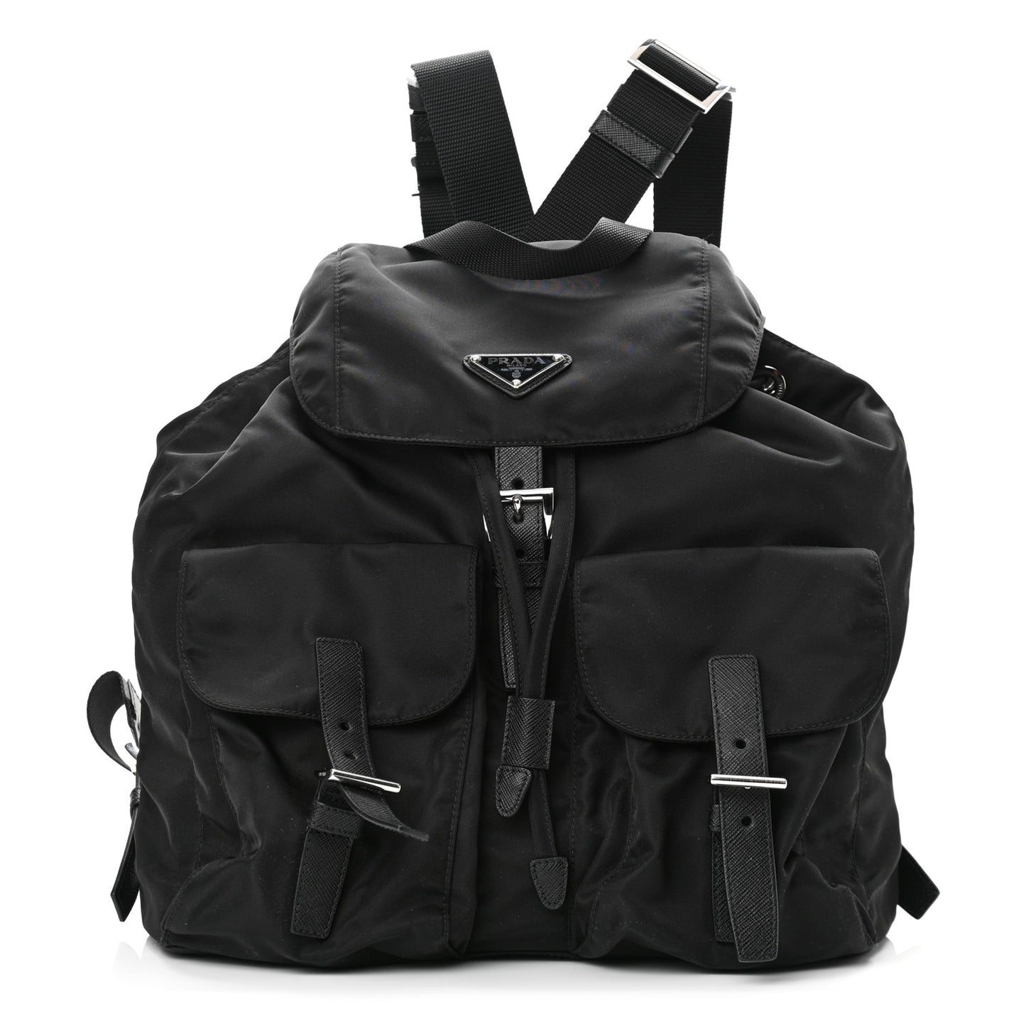Tessuto Nylon Saffiano Medium Backpack Black