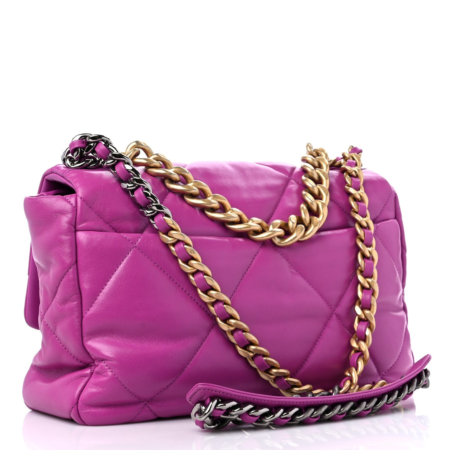 Lambskin Quilted Large Chanel 19 Flap Purple