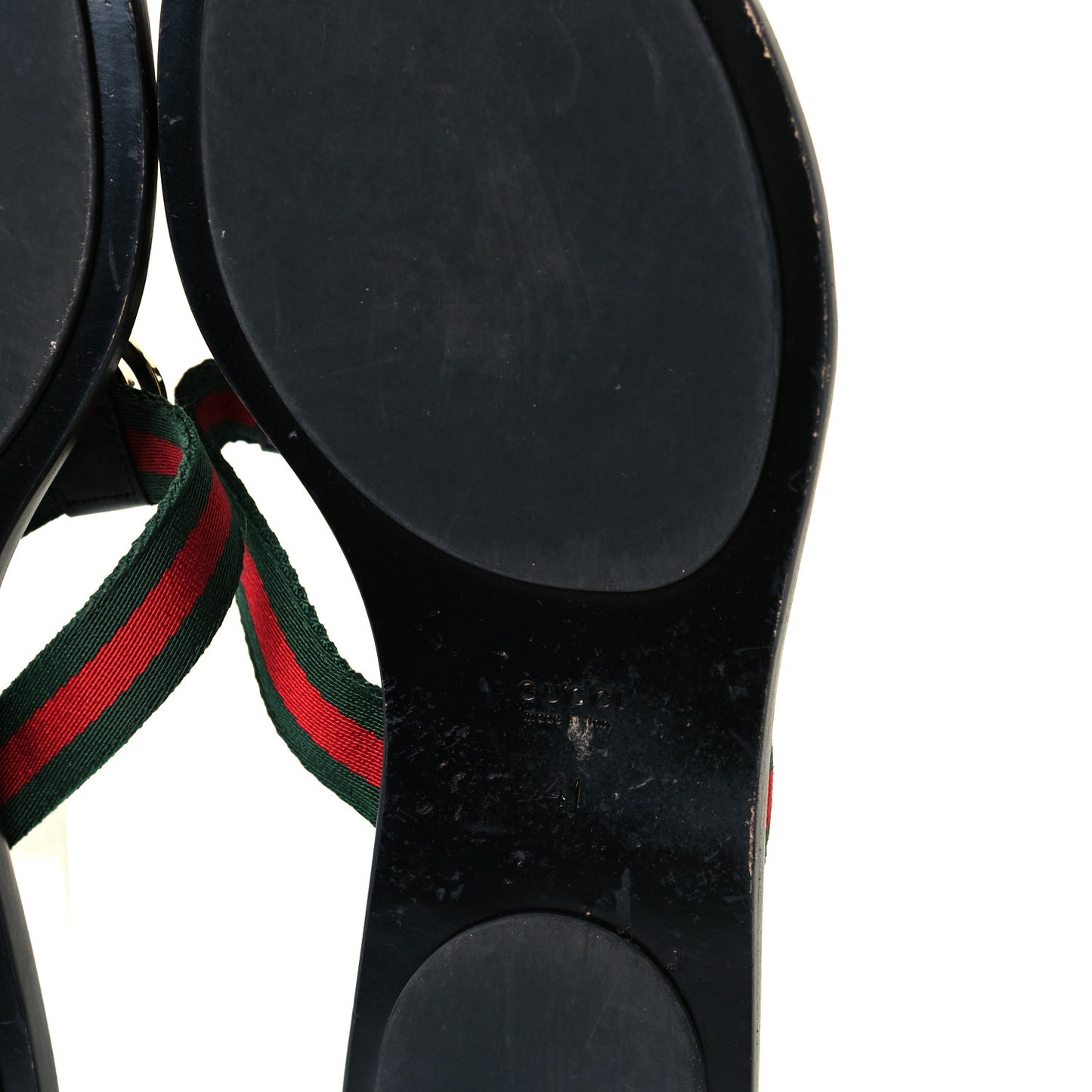 Nylon Guccissima Web Womens Thong Sandals 41 Green Red Black