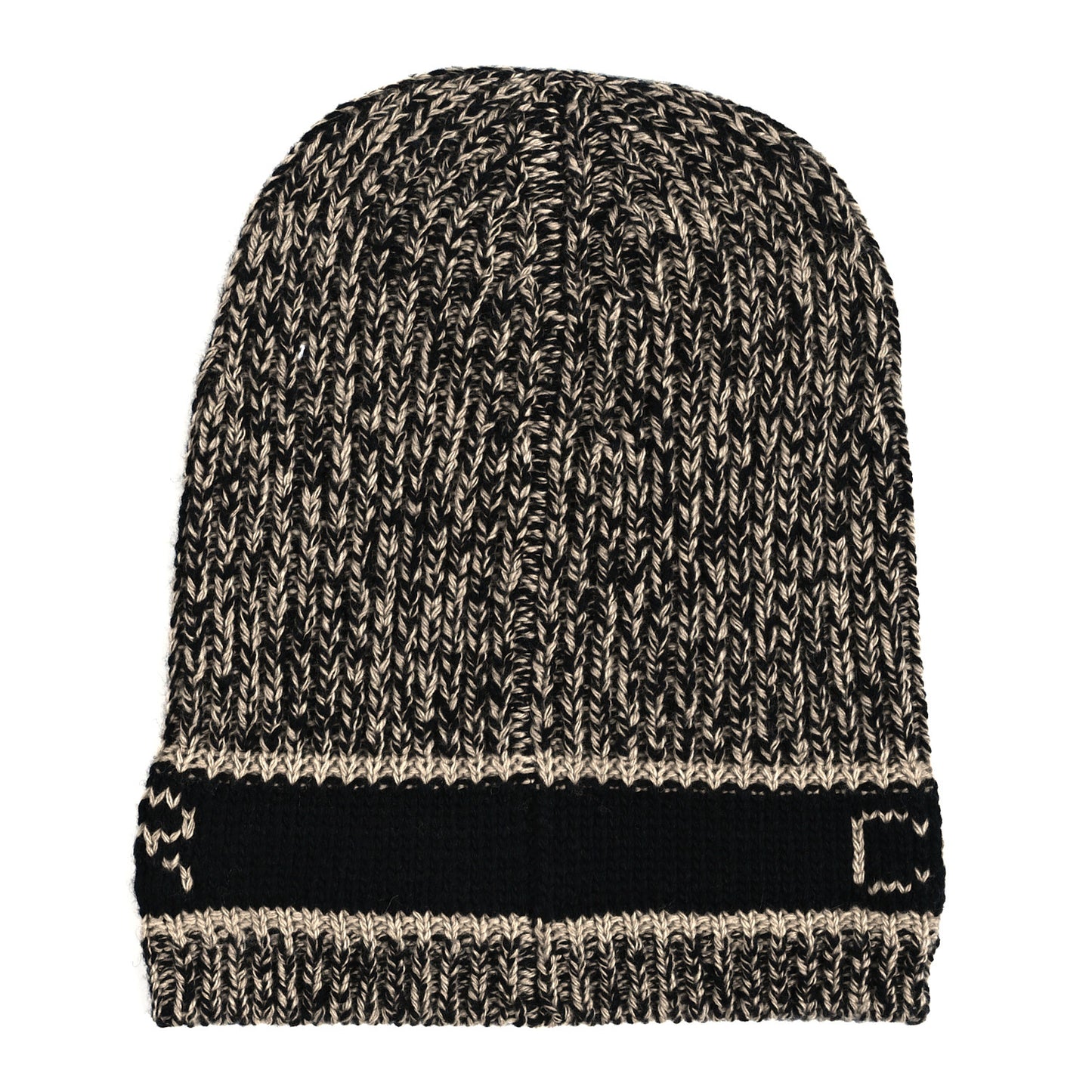Cashmere Wool D-White Beanie Black Ivory