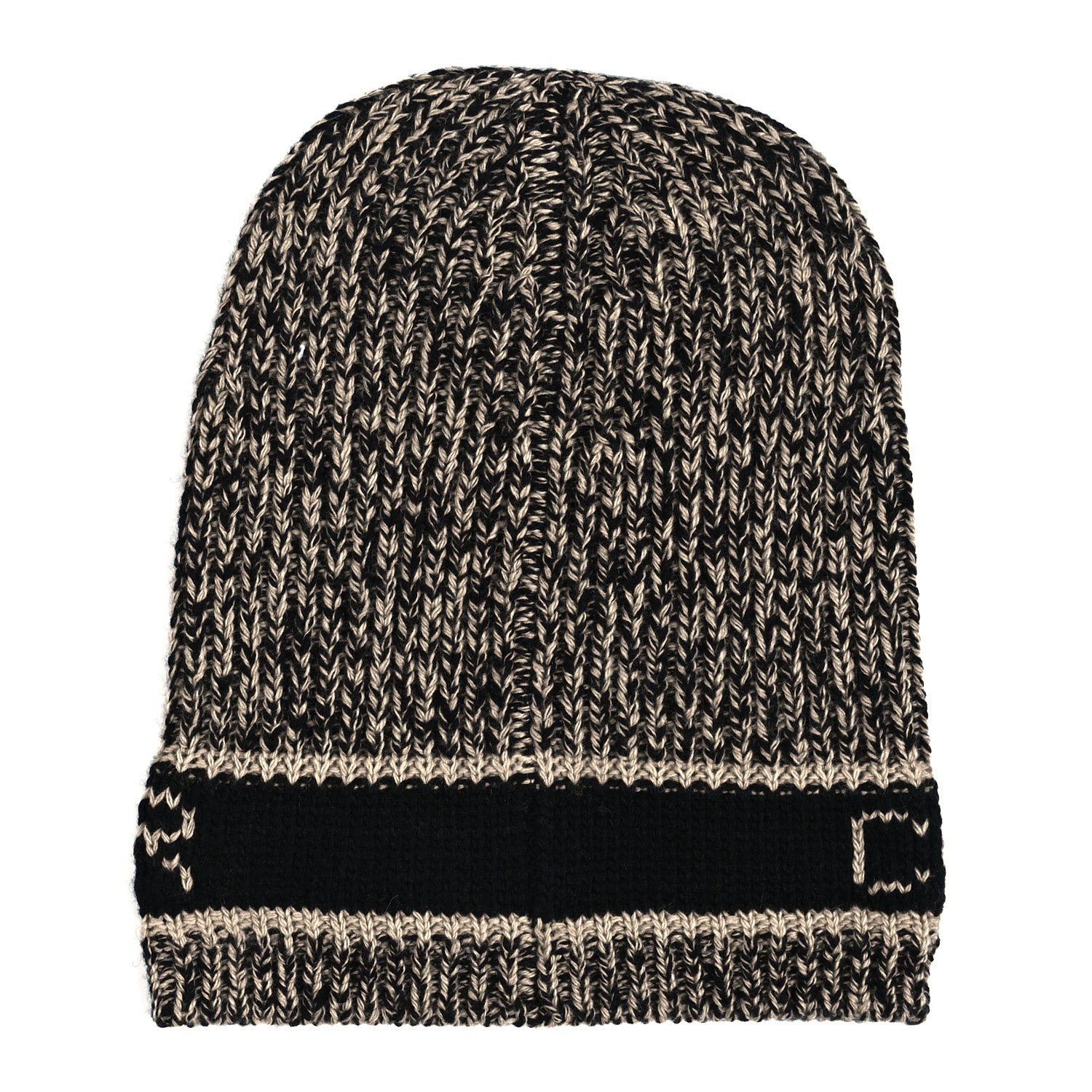 Christian Dior Cashmere Wool D-White Beanie Black Ivory 2 of 3