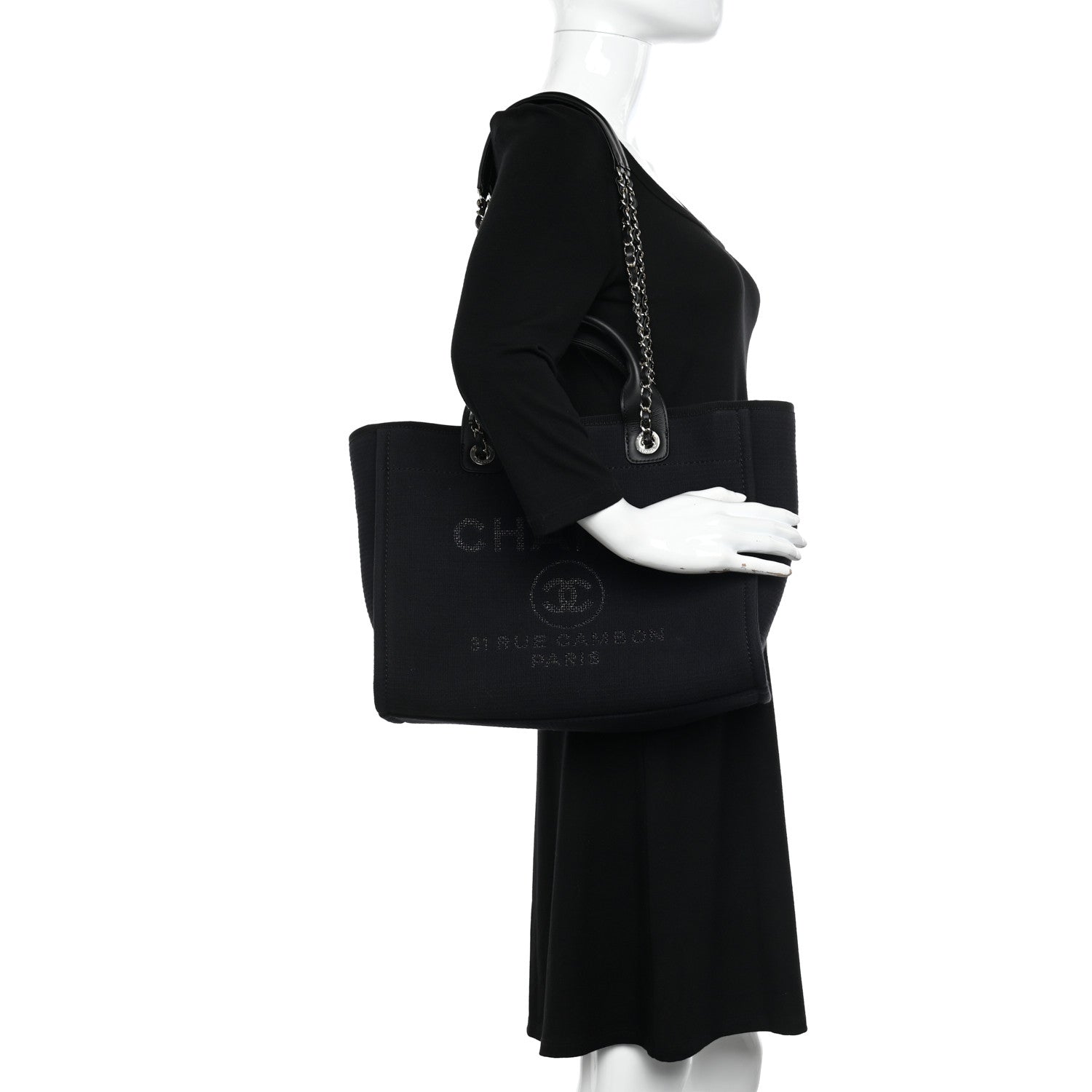 Chanel Mixed Fibers Small Deauville Tote Black 2 of 11