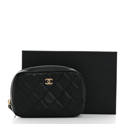 Chanel Lambskin Quilted Small Curvy Pouch Cosmetic Case Black 8 of 8