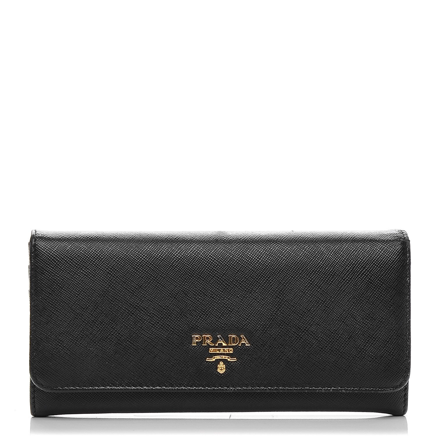 Prada Saffiano Metal Continental Flap Wallet Nero Black 1 of 7