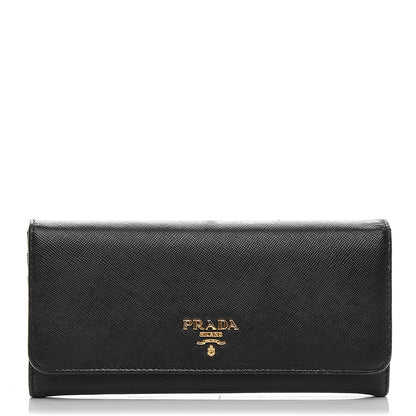 Prada Saffiano Metal Continental Flap Wallet Nero Black 1 of 7