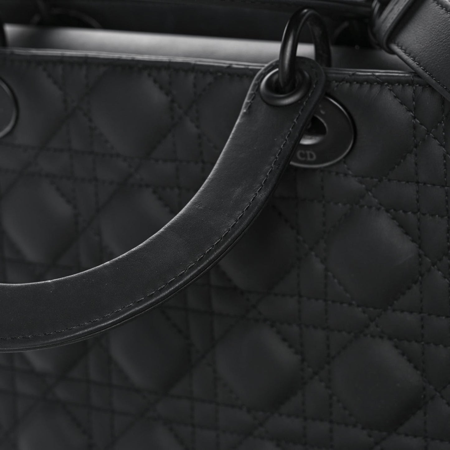 Ultra Matte Calfskin Cannage Large Lady Dior Black