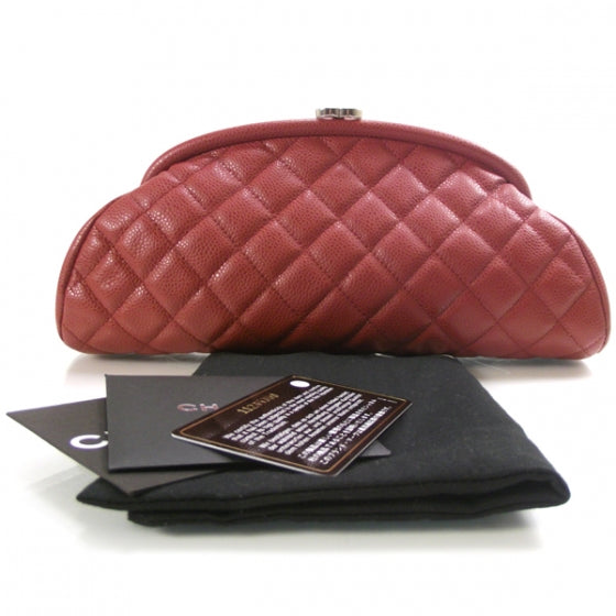 Chanel Caviar Quilted Timeless Clutch Red 2 of 10