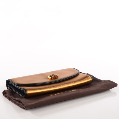 Gucci Leather Bamboo Night Chain Clutch Gold 4 of 8