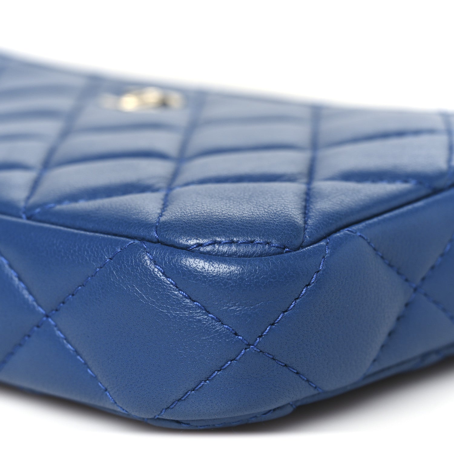 Chanel Lambskin Quilted Small Clutch With Chain Blue 1762424