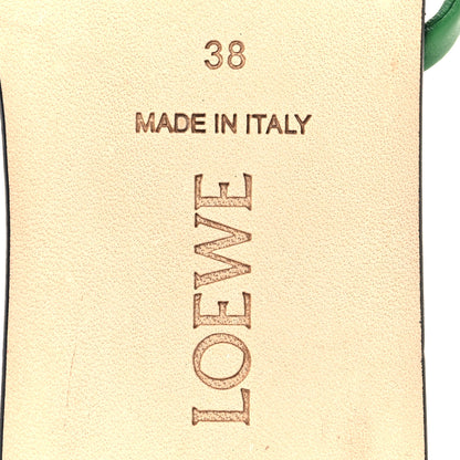 Loewe Paula's Ibiza Calfskin Petal Anagram Caged Slide Sandals 38 Green 7 of 8