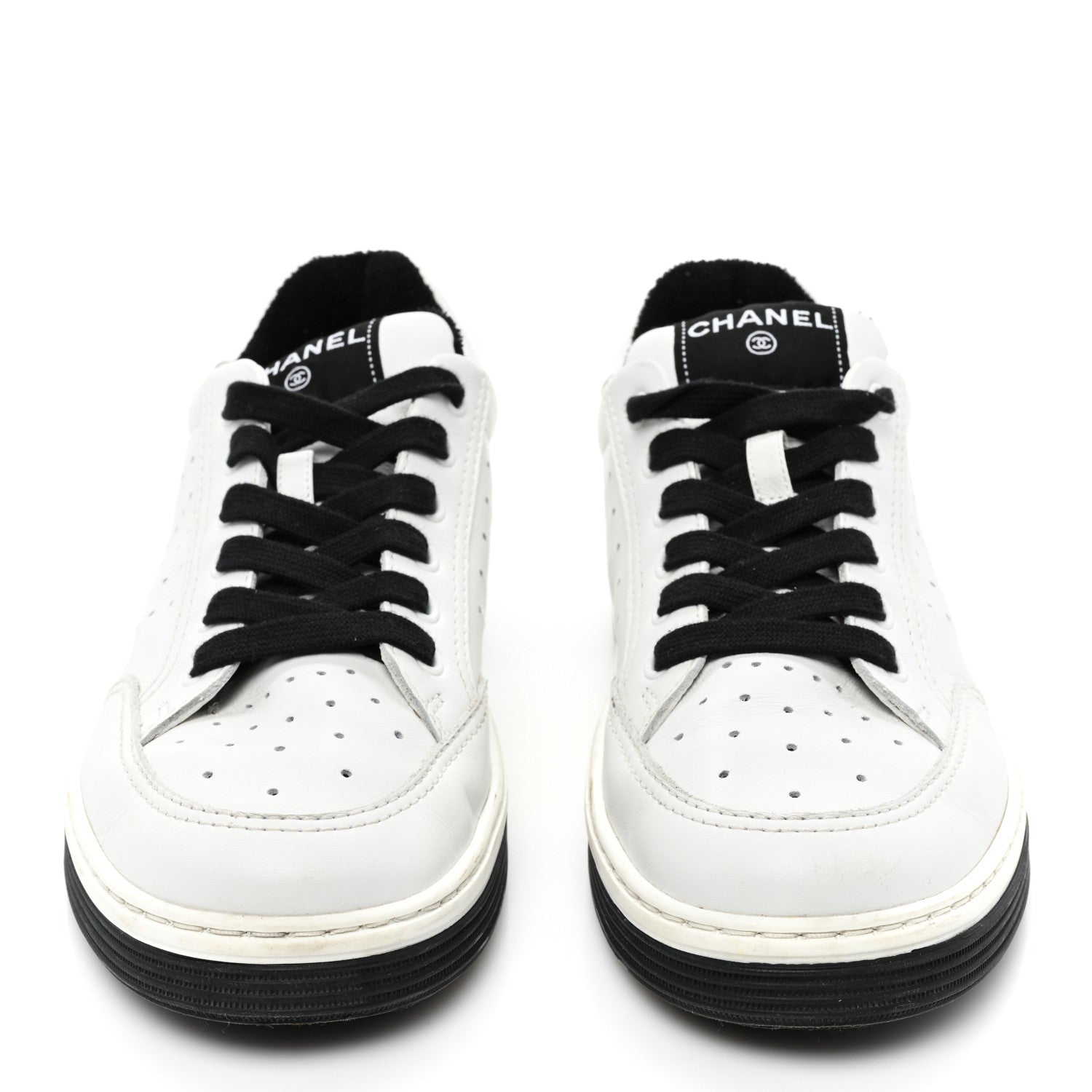 Chanel Calfskin Womens Logo Sneakers 40 White Black 2 of 12