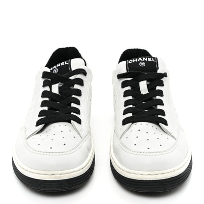 Chanel Calfskin Womens Logo Sneakers 40 White Black 2 of 12