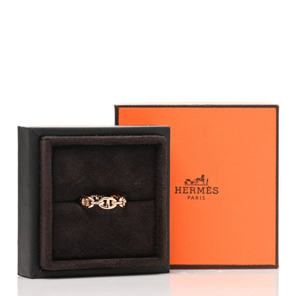 Hermes 18K Rose Gold PM Chaine d'Ancre Enchainee Ring 57 8 5 of 5