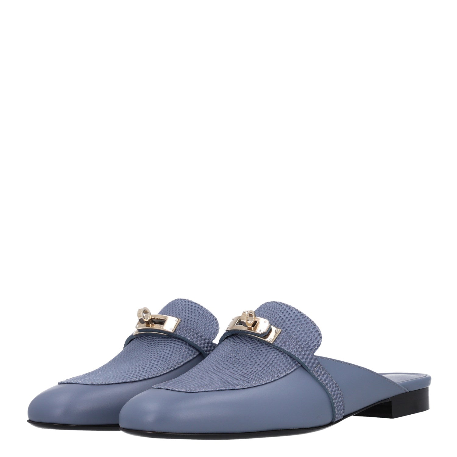Hermes Lizard Calfskin Oz Mules 41 Bleu Grignon 4 of 11
