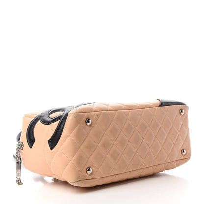 Chanel Calfskin Quilted Large Cambon Bowler Beige Black 4 of 12