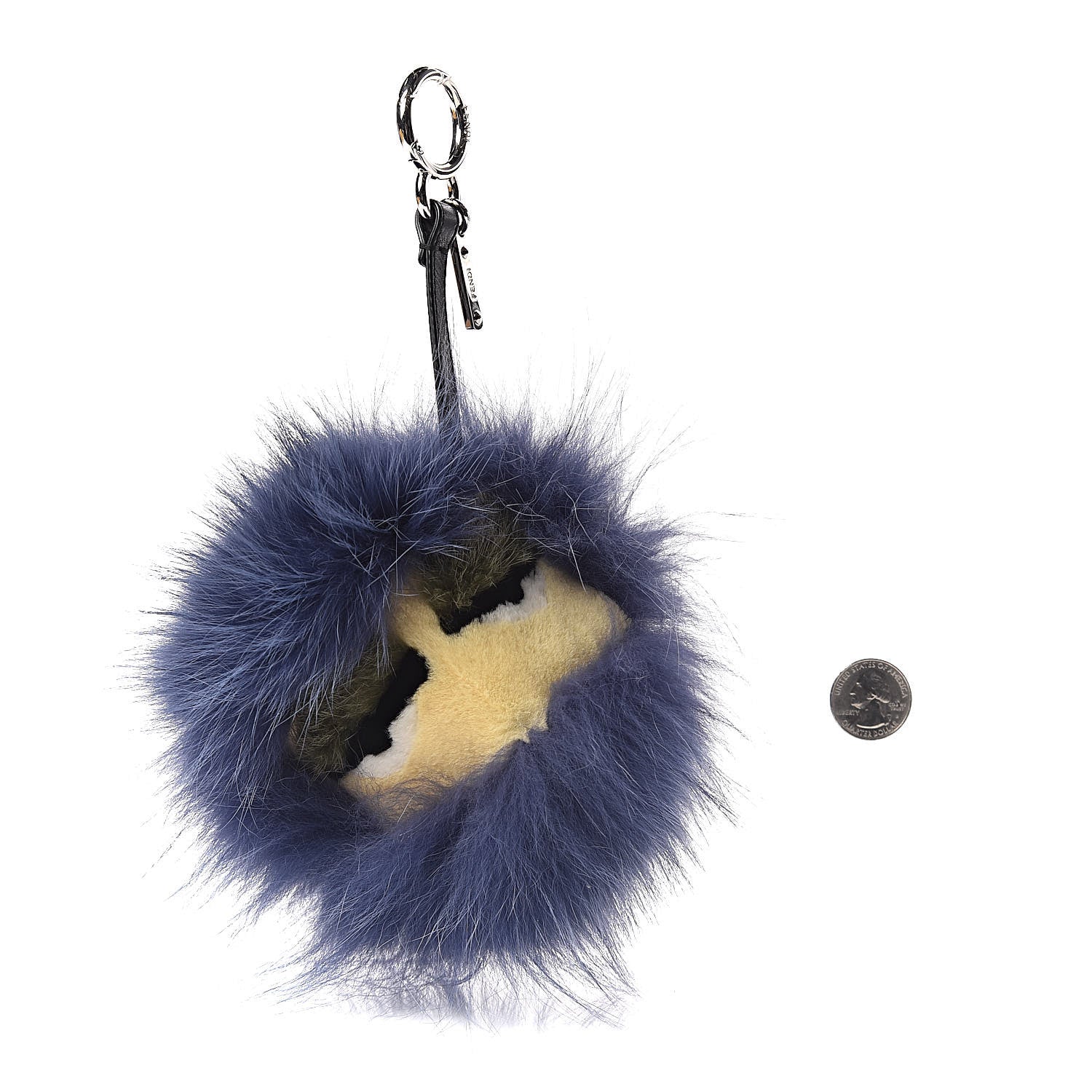 Fendi Fox Mink Rabbit Fur Vitello Flamingo Kooky Monster Bag Bug Charm Cassis Black Multicolor 2 of 3