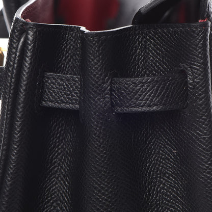 Hermes Epsom Horseshoe Birkin 25 Black Rouge Vif 31 of 36