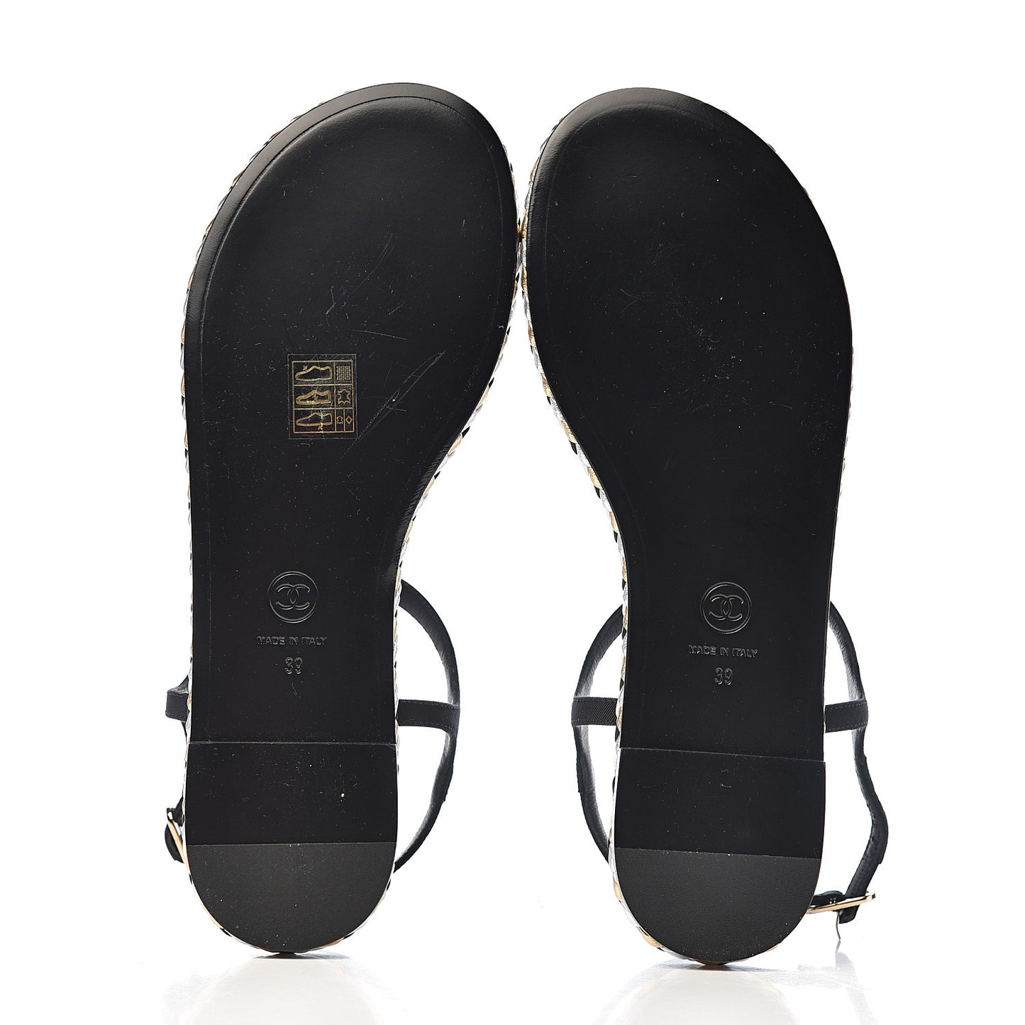 Grosgrain Chain Thong Sandals 39 Black