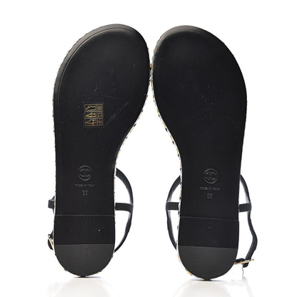 Chanel Grosgrain Chain Thong Sandals 39 Black 5 of 11