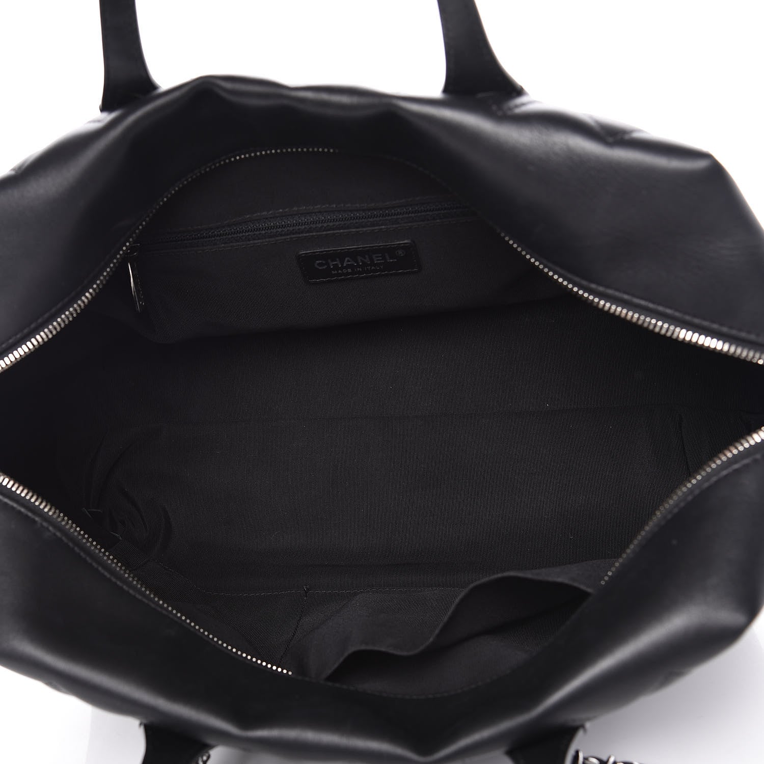 Chanel Calfskin Quilted Feather Weight Bowling Bag Black 7 of 19