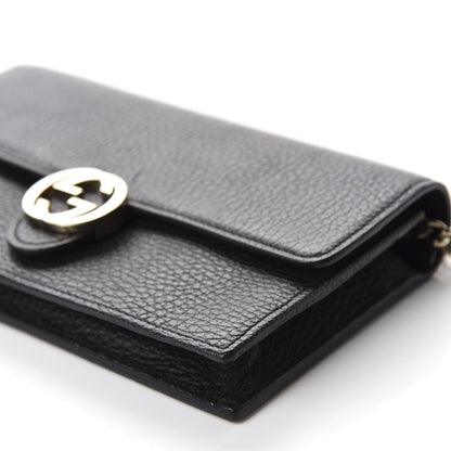 Gucci Dollar Calfskin Interlocking G Chain Wallet Black 7 of 11