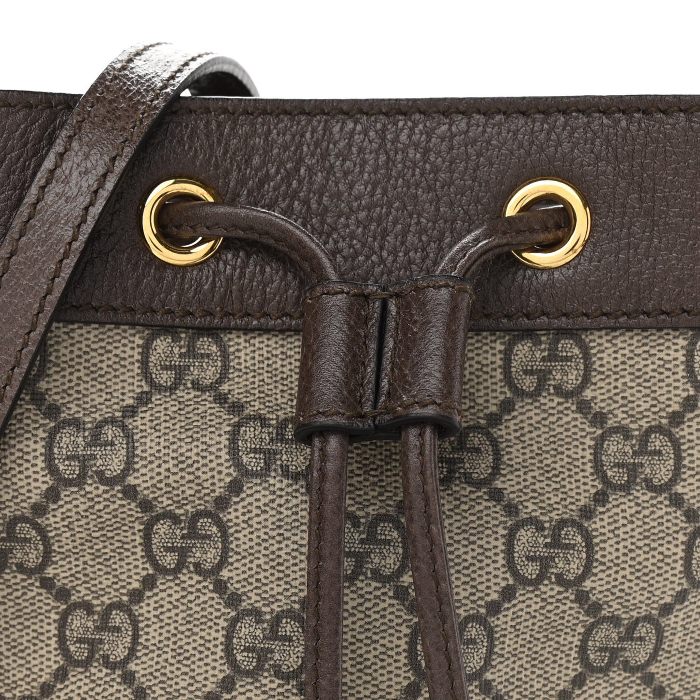 GG Supreme Monogram Web Mini Ophidia Bucket Bag Brown