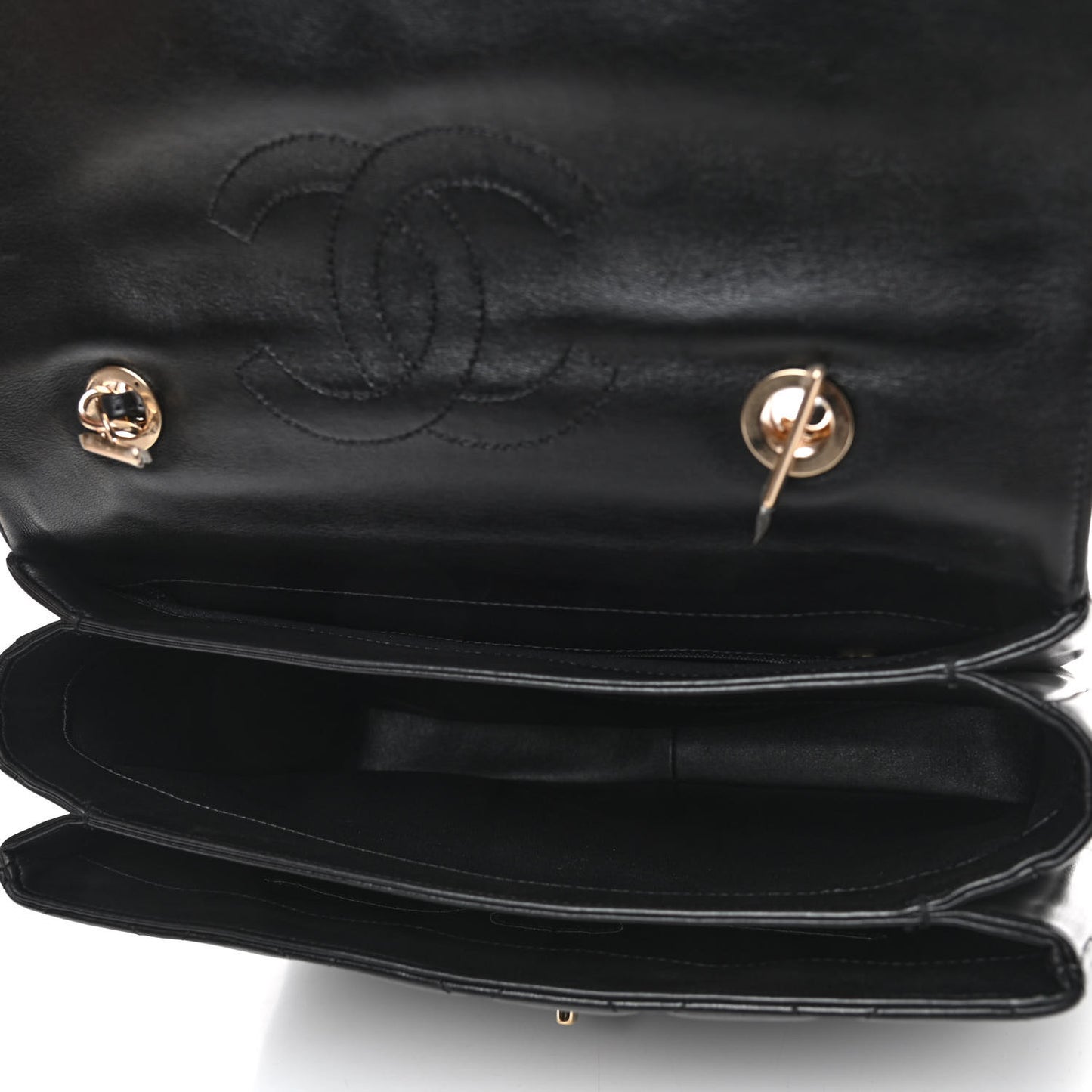 Lambskin Quilted Large Trendy CC Dual Handle Flap Bag Black