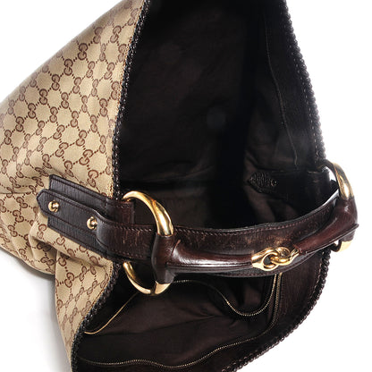 Gucci Monogram Large Horsebit Chain Hobo Brown 5 of 7