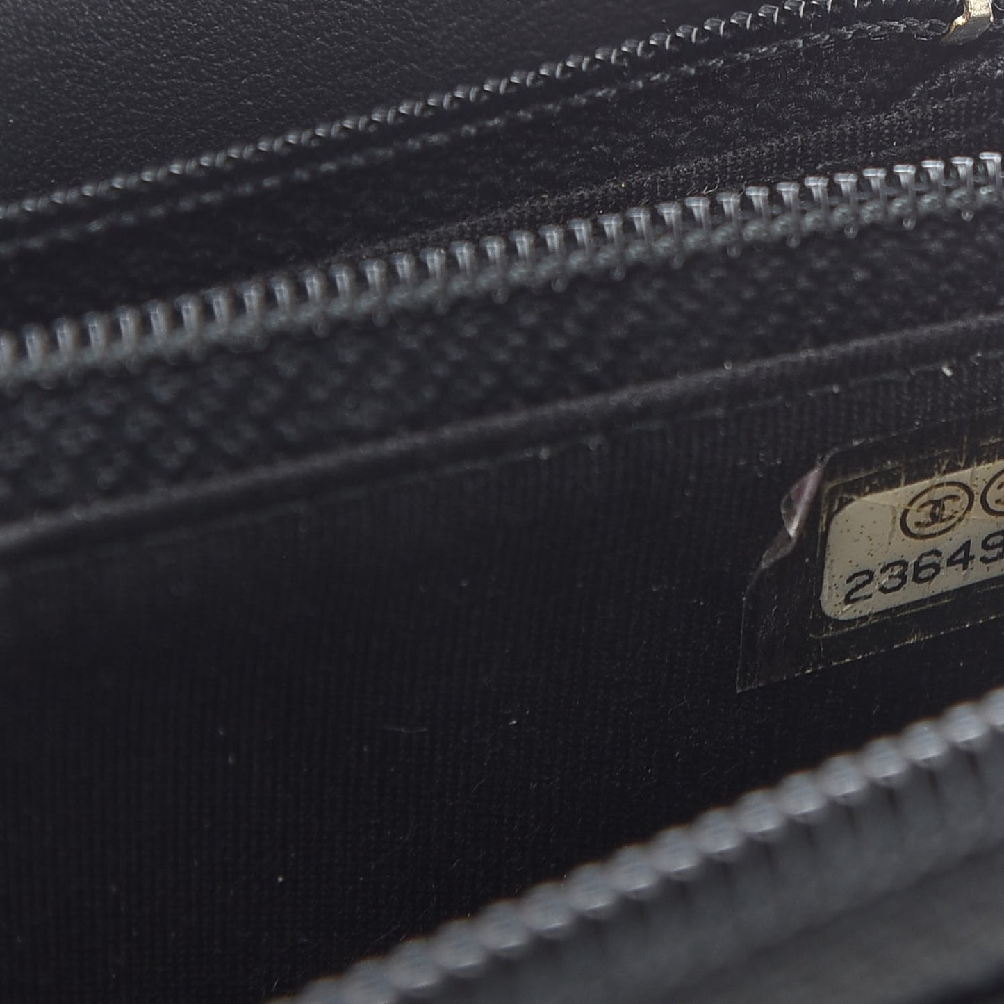 Calfskin Painted Chevron Embossed Small Boy Zip Wallet Black