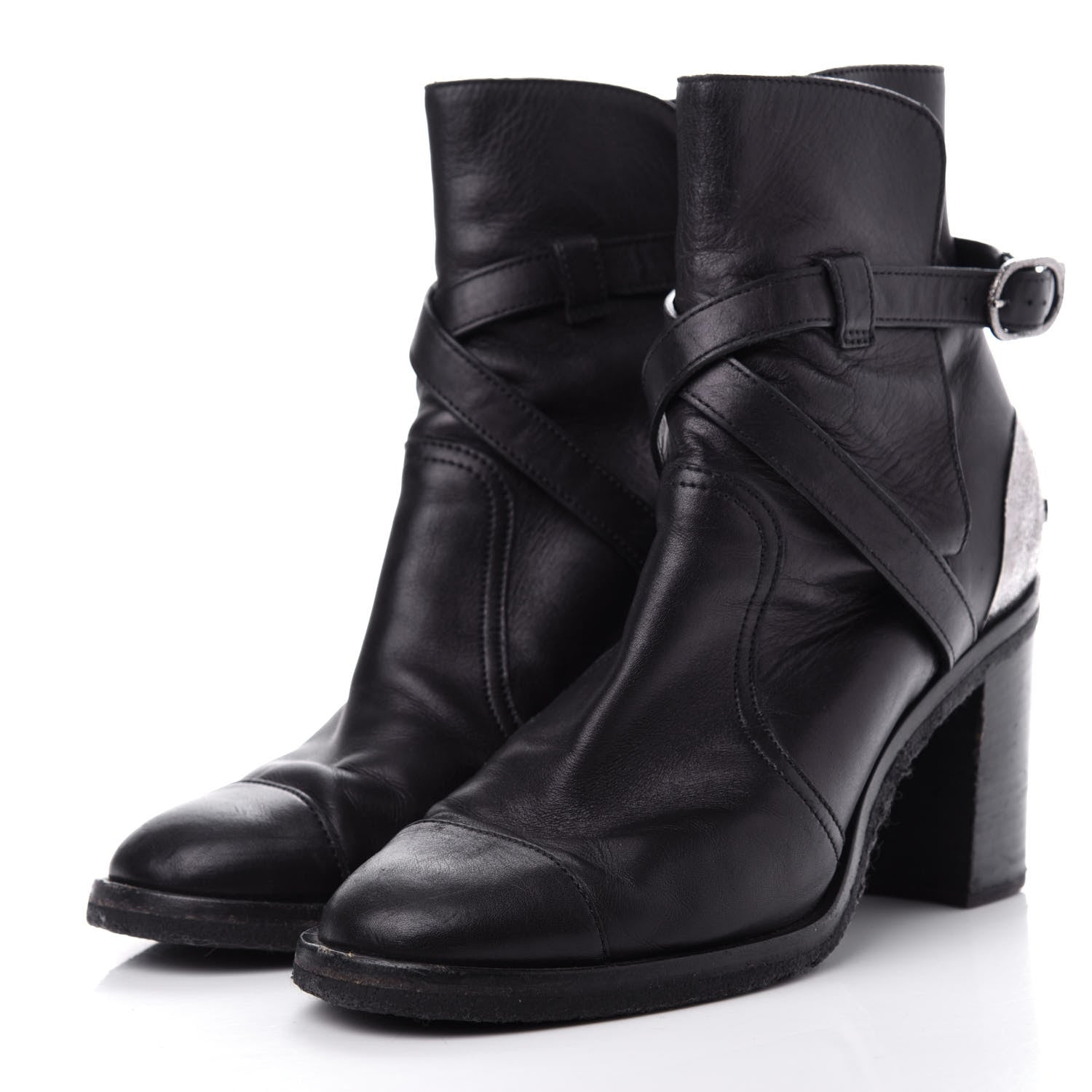Chanel Lambskin CC Buckle Short Boots 39 Black 3 of 11