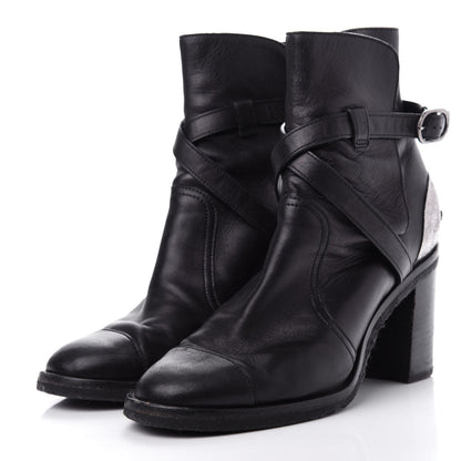 Chanel Lambskin CC Buckle Short Boots 39 Black 3 of 11