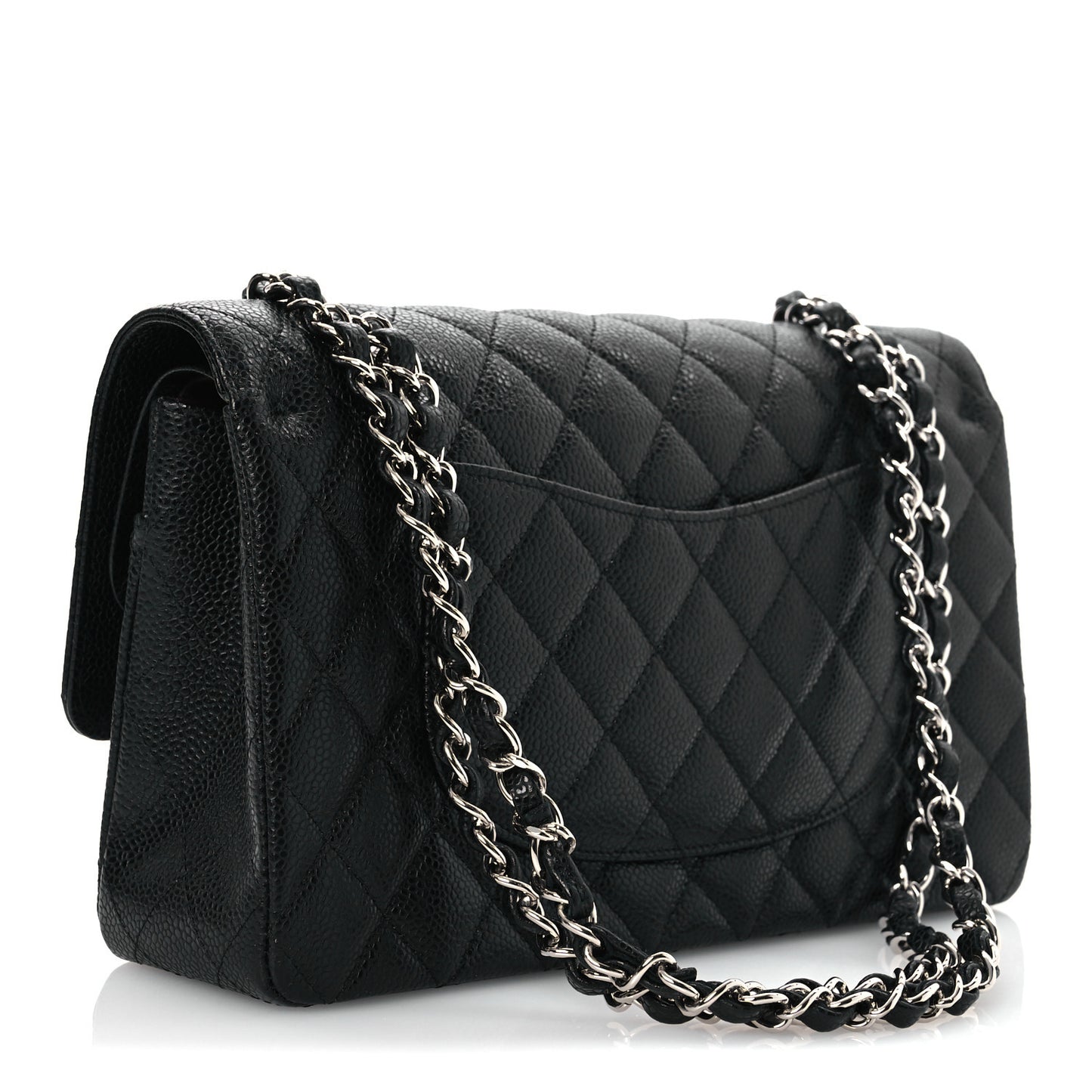 Caviar Quilted Medium Double Flap Black