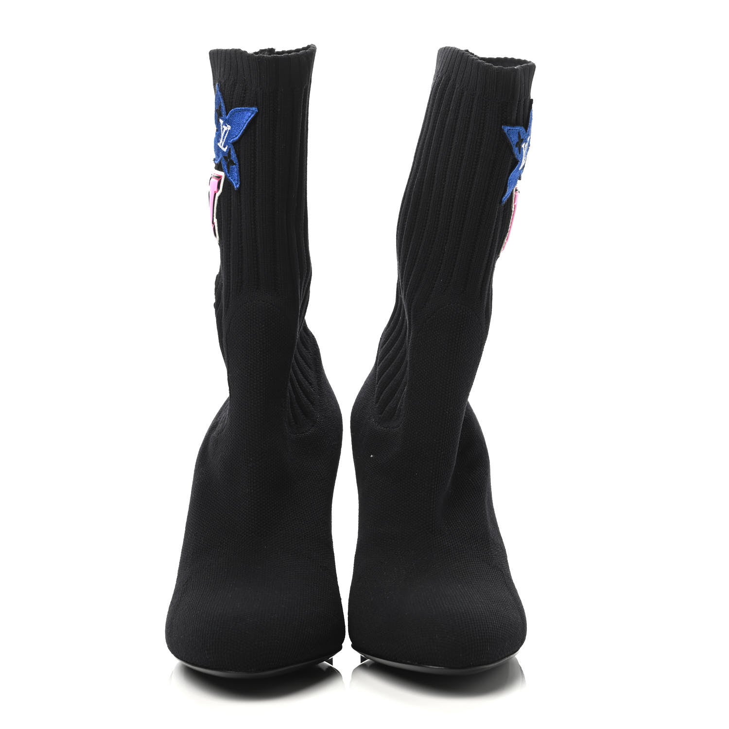 Louis Vuitton Stretch Fabric LV Black Heart Sock Ankle Boots 37.5 Black 2 of 4